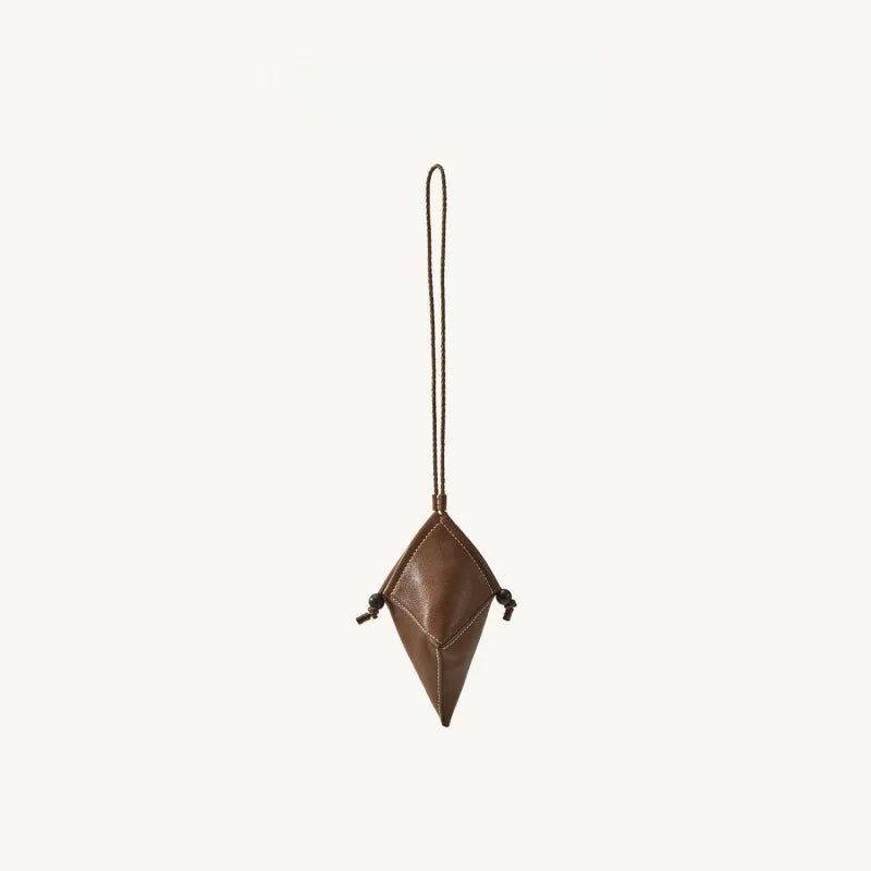 Origami Leather Pouch Charm – Handcrafted Sculptural Bag Accessory | Minimalist Geometric Design | Functional Gift for Modern Aesthetes - shewearing