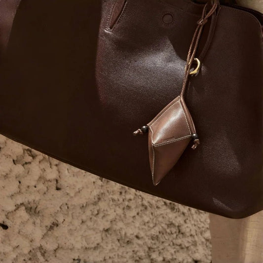 Origami Leather Pouch Charm – Handcrafted Sculptural Bag Accessory | Minimalist Geometric Design | Functional Gift for Modern Aesthetes - shewearing