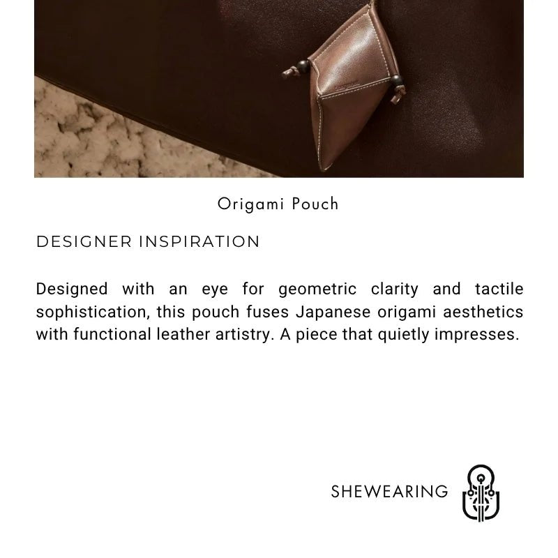 Origami Leather Pouch Charm – Handcrafted Sculptural Bag Accessory | Minimalist Geometric Design | Functional Gift for Modern Aesthetes - shewearing