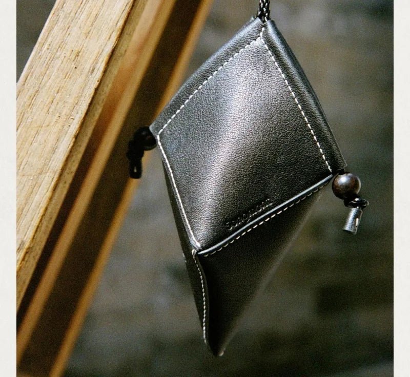 Origami Leather Pouch Charm – Handcrafted Sculptural Bag Accessory | Minimalist Geometric Design | Functional Gift for Modern Aesthetes - shewearing