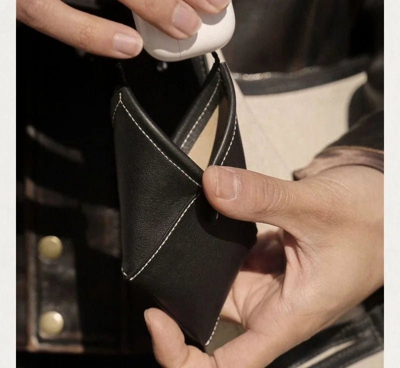 Origami Leather Pouch Charm – Handcrafted Sculptural Bag Accessory | Minimalist Geometric Design | Functional Gift for Modern Aesthetes - shewearing