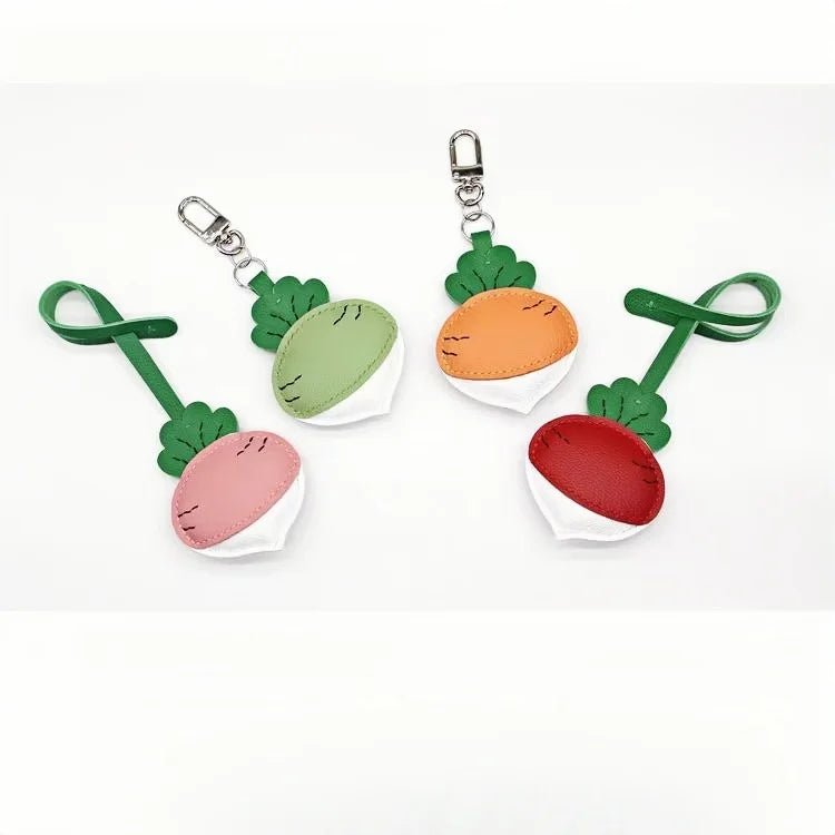 Original Design Leather Carrot Bag Charm – Handmade Lambskin Pendant, Cute Whimsical Keychain Accessory - shewearing