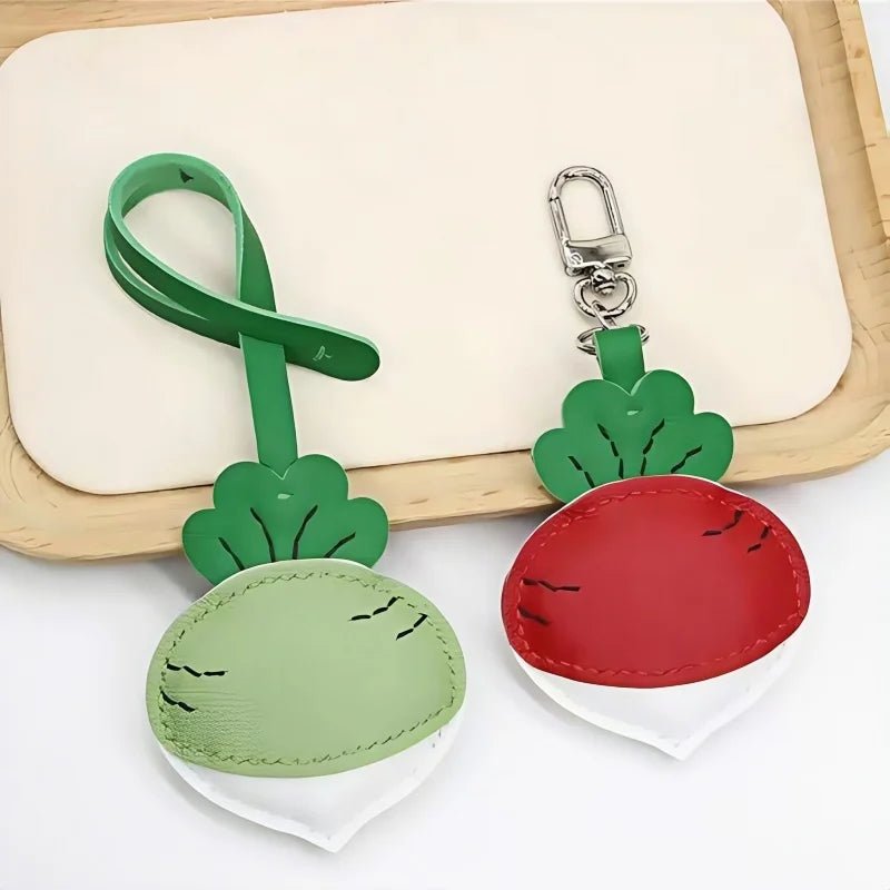 Original Design Leather Carrot Bag Charm – Handmade Lambskin Pendant, Cute Whimsical Keychain Accessory - shewearing