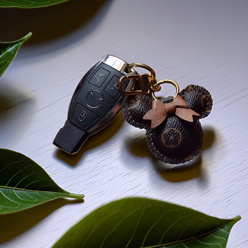 Original Design Mouse - Inspired Bag Charm | Handmade Genuine Leather with Classic Monogram | Elegant Gift for Her - shewearing