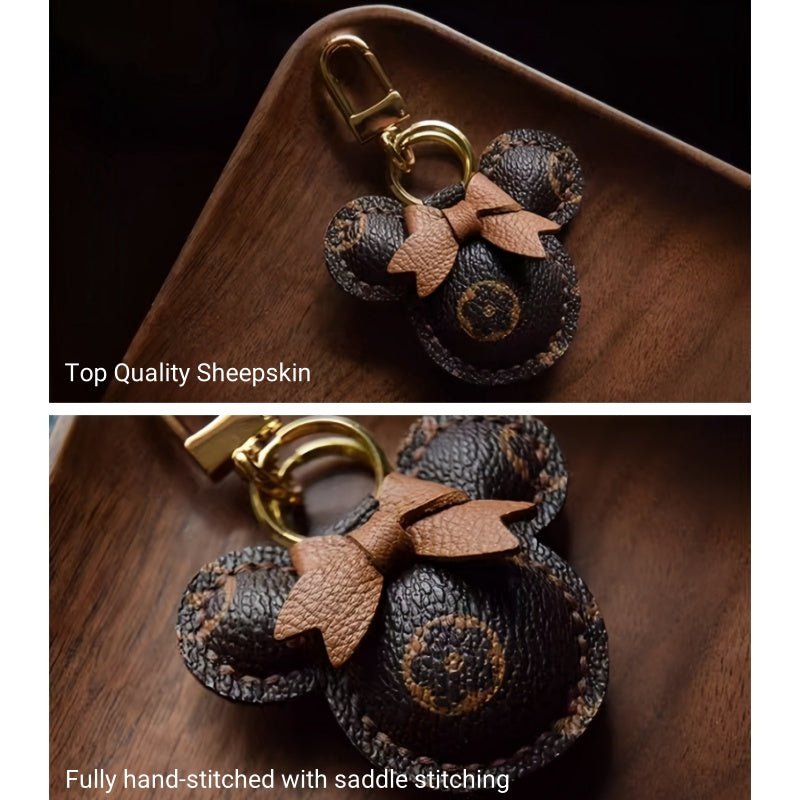 Original Design Mouse - Inspired Bag Charm | Handmade Genuine Leather with Classic Monogram | Elegant Gift for Her - shewearing