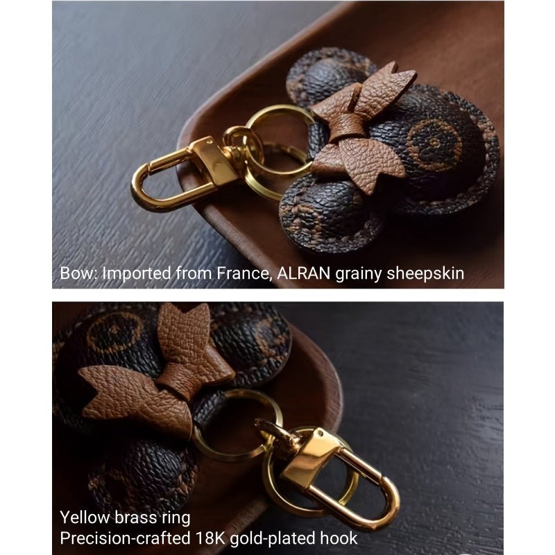 Original Design Mouse - Inspired Bag Charm | Handmade Genuine Leather with Classic Monogram | Elegant Gift for Her - shewearing