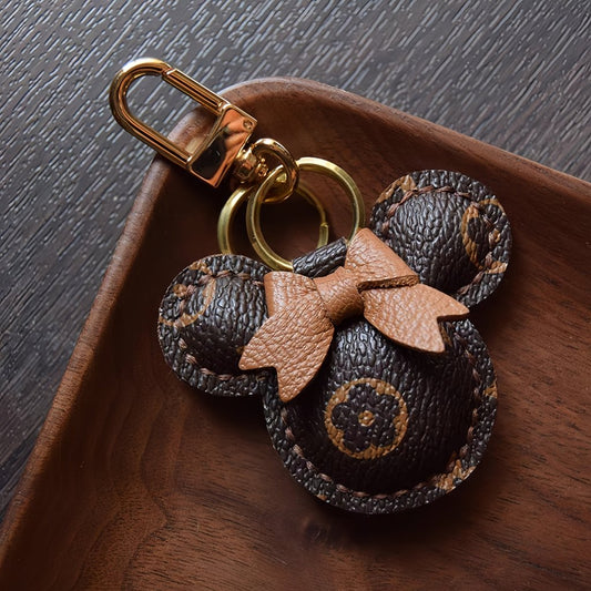 Original Design Mouse - Inspired Bag Charm | Handmade Genuine Leather with Classic Monogram | Elegant Gift for Her - shewearing