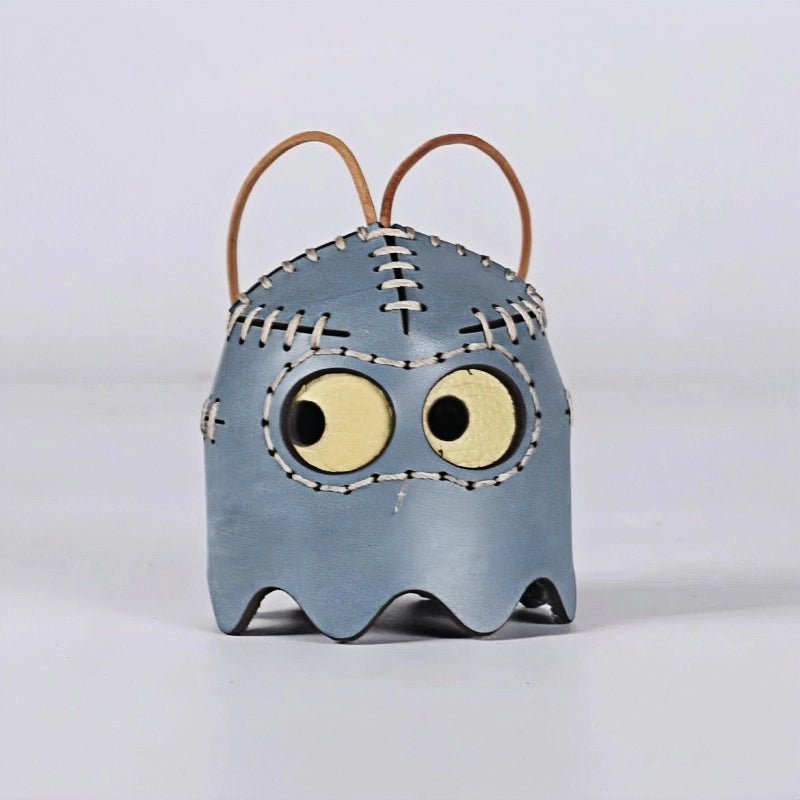 Pac - Man Leather Bag Charm – Handcrafted, Full - Grain Cowhide, Nostalgic Design, Playful Wind Chime Accessory for Bags or Keys - shewearing