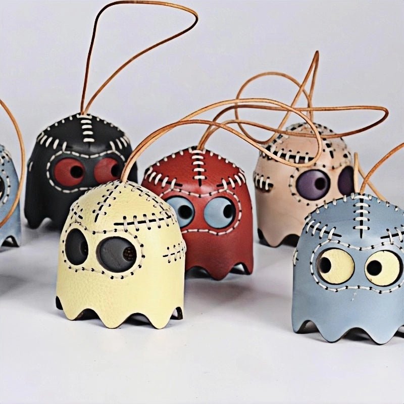 Pac - Man Leather Bag Charm – Handcrafted, Full - Grain Cowhide, Nostalgic Design, Playful Wind Chime Accessory for Bags or Keys - shewearing