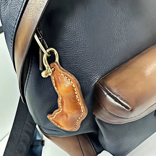 Peaceful Leather Pea Charm – Handcrafted Full - Grain Cowhide Bag Ornament, Dual - Sided Keychain, Car Accessory, Unique Gift for Any Occasion - shewearing