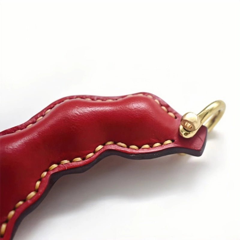Peaceful Leather Pea Charm – Handcrafted Full - Grain Cowhide Bag Ornament, Dual - Sided Keychain, Car Accessory, Unique Gift for Any Occasion - shewearing