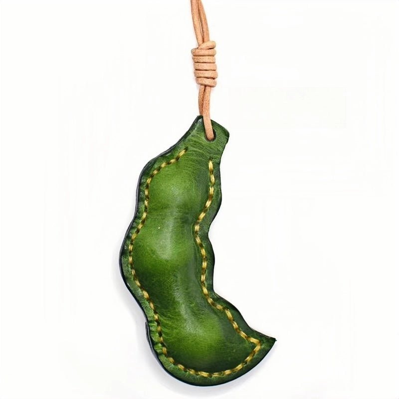 Peaceful Leather Pea Charm – Handcrafted Full - Grain Cowhide Bag Ornament, Dual - Sided Keychain, Car Accessory, Unique Gift for Any Occasion - shewearing