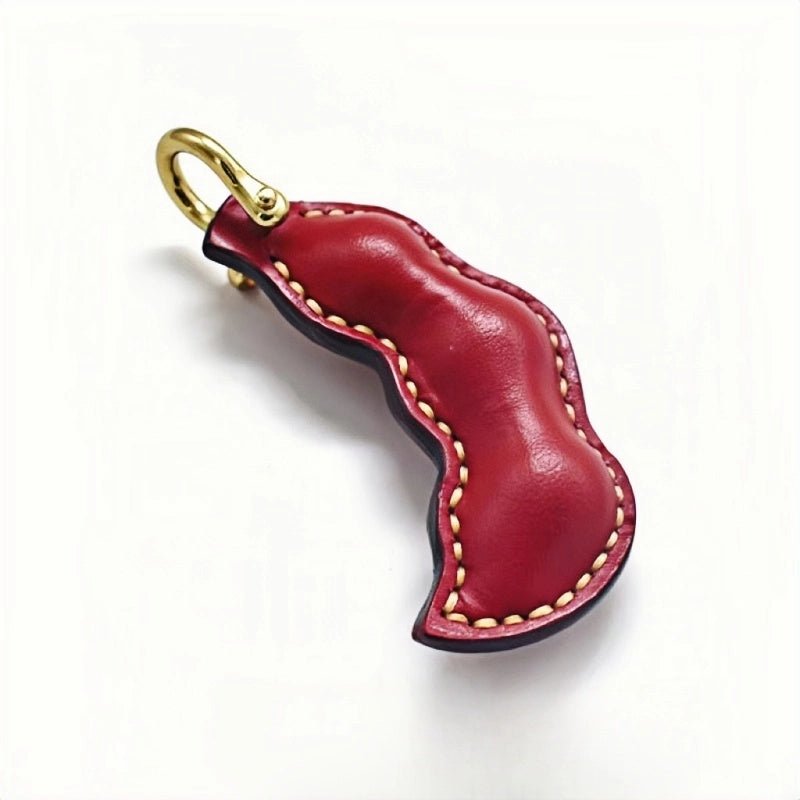 Peaceful Leather Pea Charm – Handcrafted Full - Grain Cowhide Bag Ornament, Dual - Sided Keychain, Car Accessory, Unique Gift for Any Occasion - shewearing