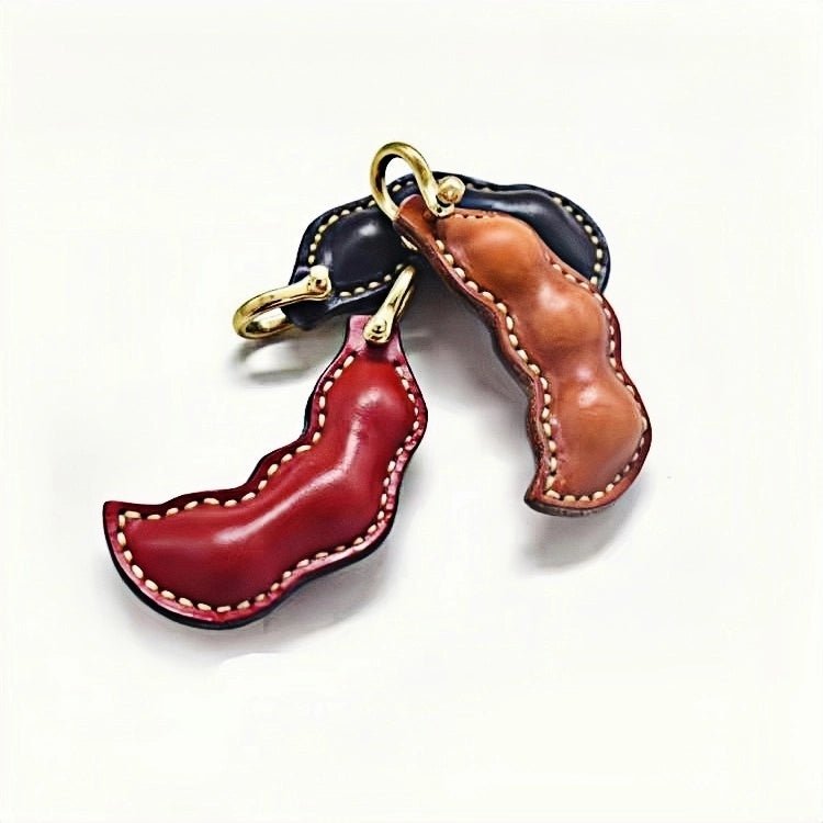 Peaceful Leather Pea Charm – Handcrafted Full - Grain Cowhide Bag Ornament, Dual - Sided Keychain, Car Accessory, Unique Gift for Any Occasion - shewearing