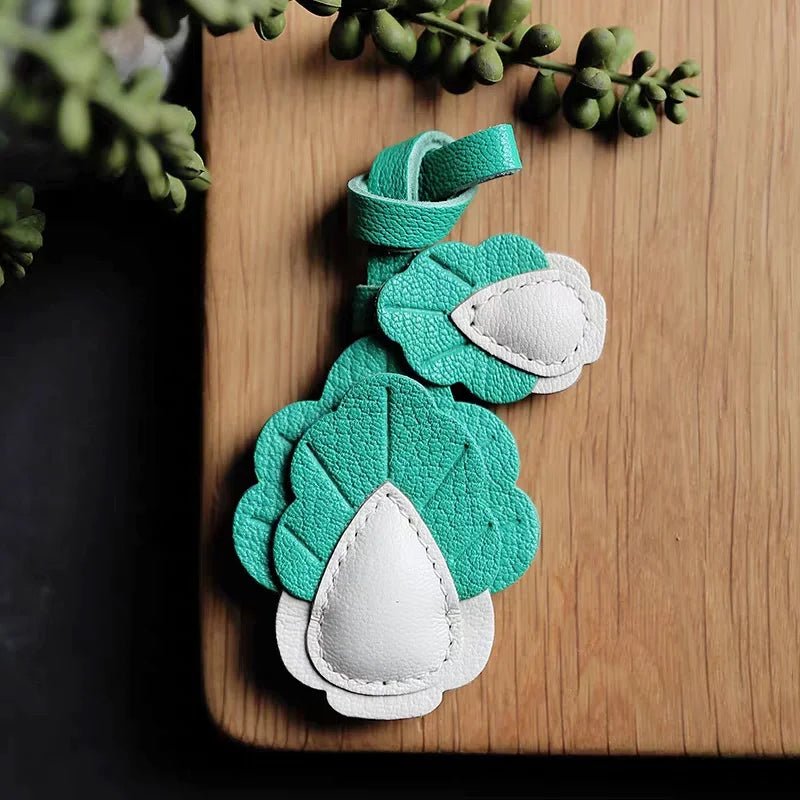 Playful Prosperity Cabbage Bag Charm – Handmade Full - Grain Goatskin Accessory | Lucky Pendant | Minimalist Fortune Gift - shewearing