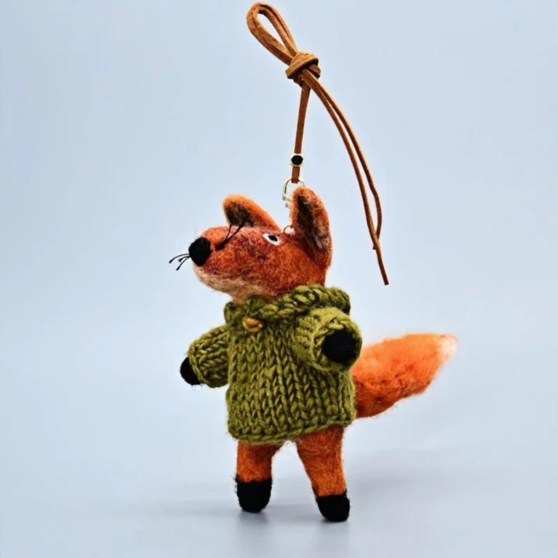Playful Tail Fox Felted Bag Charm – Handcrafted Himalayan Wool Keychain | Whimsical Animal Ornament | Gift for Nature Lovers - shewearing