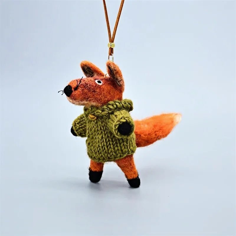 Playful Tail Fox Felted Bag Charm – Handcrafted Himalayan Wool Keychain | Whimsical Animal Ornament | Gift for Nature Lovers - shewearing