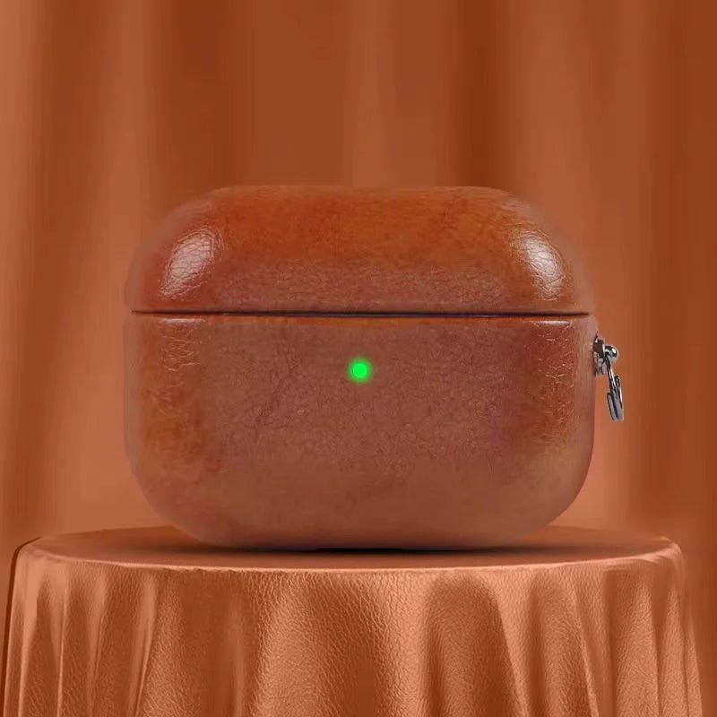 Premium Crazy Horse Leather AirPods Pro 2 Case – Handcrafted Protective Cover for Apple AirPods 4, Wireless Charging Compatible - shewearing