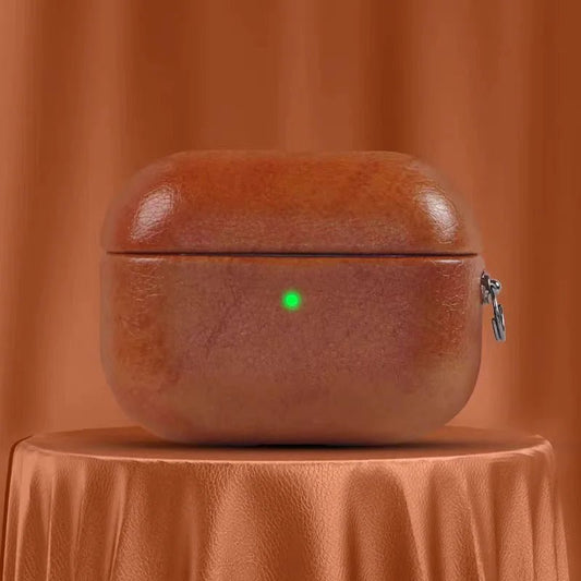 Premium Crazy Horse Leather AirPods Pro 2 Case – Handcrafted Protective Cover for Apple AirPods 4, Wireless Charging Compatible - shewearing