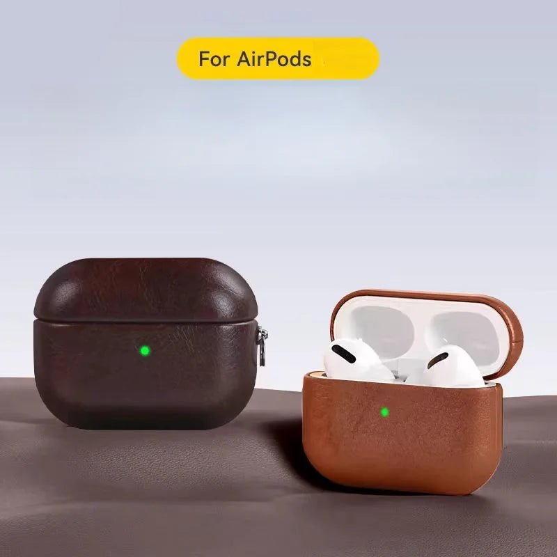 Premium Crazy Horse Leather AirPods Pro 2 Case – Handcrafted Protective Cover for Apple AirPods 4, Wireless Charging Compatible - shewearing