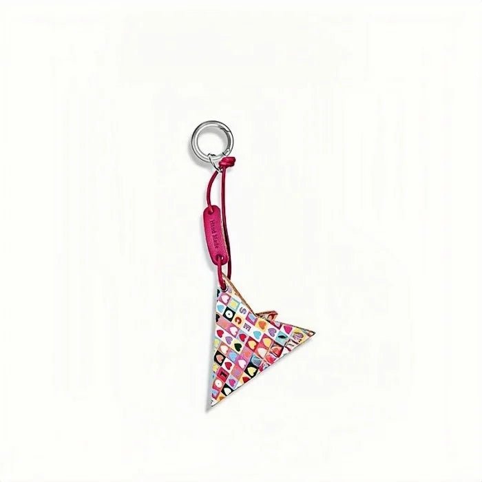 Premium Leather Printed Paper Airplane Charm – Creative and Minimalist Keychain and Bag Accessory Perfect for Holiday Gifting - shewearing