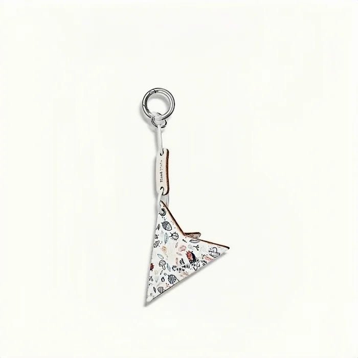 Premium Leather Printed Paper Airplane Charm – Creative and Minimalist Keychain and Bag Accessory Perfect for Holiday Gifting - shewearing