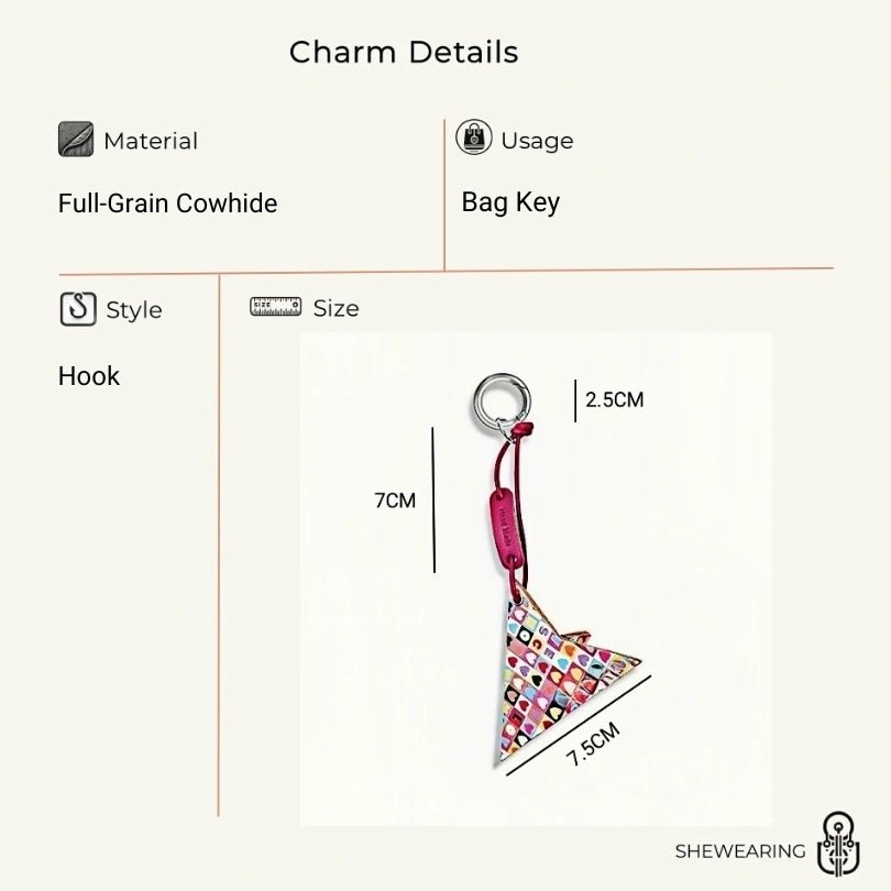 Premium Leather Printed Paper Airplane Charm – Creative and Minimalist Keychain and Bag Accessory Perfect for Holiday Gifting - shewearing