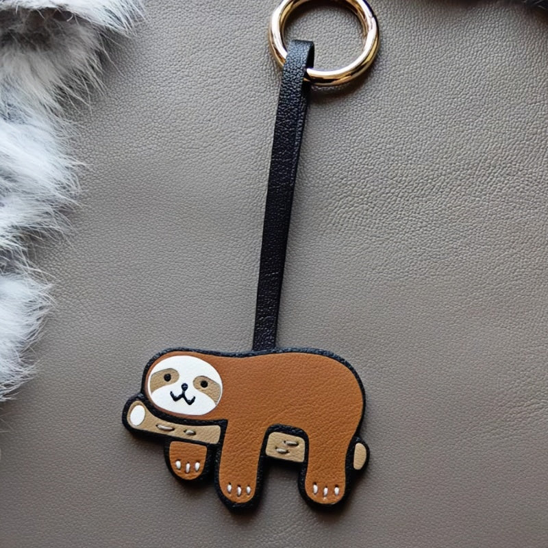 Premium Sloth Leather Charm – Handcrafted French Full - Grain Goatskin Bag Charm Gift Lovely Creative - shewearing
