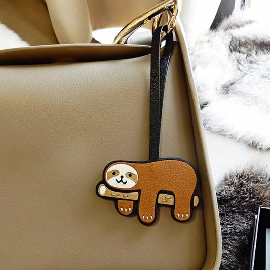 Premium Sloth Leather Charm – Handcrafted French Full - Grain Goatskin Bag Charm Gift Lovely Creative - shewearing