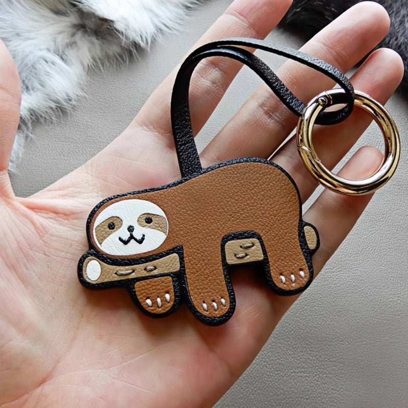 Premium Sloth Leather Charm – Handcrafted French Full - Grain Goatskin Bag Charm Gift Lovely Creative - shewearing