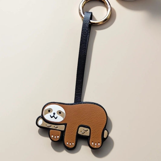 Premium Sloth Leather Charm – Handcrafted French Full - Grain Goatskin Bag Charm Gift Lovely Creative - shewearing