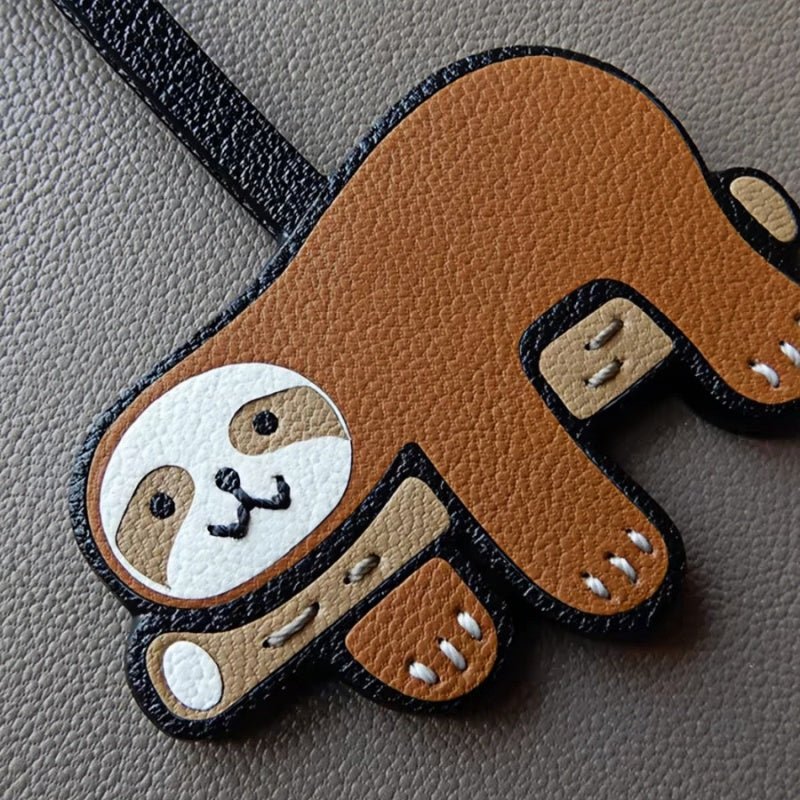 Premium Sloth Leather Charm – Handcrafted French Full - Grain Goatskin Bag Charm Gift Lovely Creative - shewearing