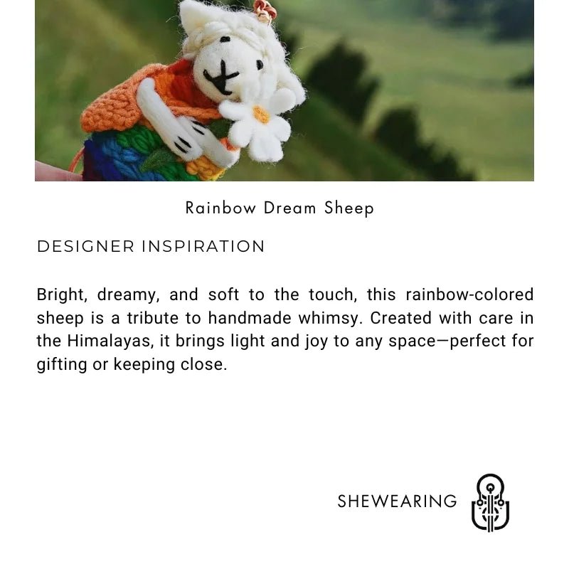 Rainbow Hug Sheep Wool Charm – Handmade Felted Bag Pendant | Soft Gift of Light & Warmth - shewearing