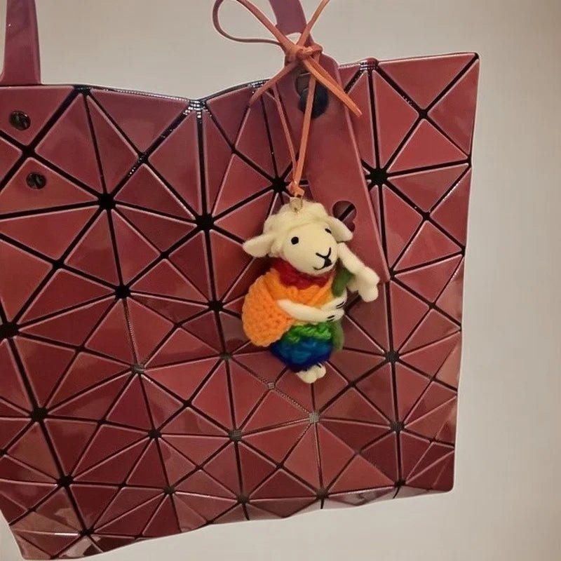 Rainbow Hug Sheep Wool Charm – Handmade Felted Bag Pendant | Soft Gift of Light & Warmth - shewearing