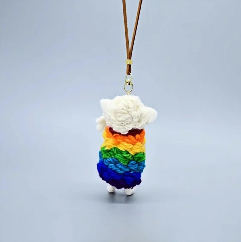 Rainbow Hug Sheep Wool Charm – Handmade Felted Bag Pendant | Soft Gift of Light & Warmth - shewearing