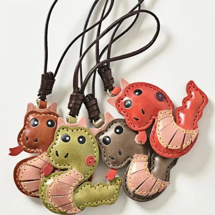 Snake Year Leather Bag Charm – Handmade Vegetable - Tanned Leather Accessory, Zodiac - Inspired Gift - shewearing
