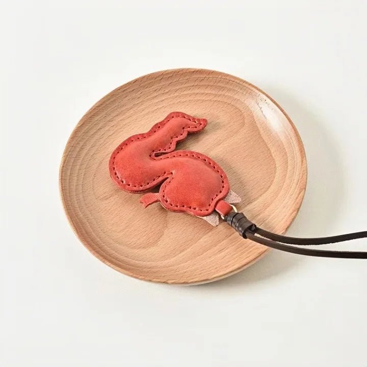 Snake Year Leather Bag Charm – Handmade Vegetable - Tanned Leather Accessory, Zodiac - Inspired Gift - shewearing