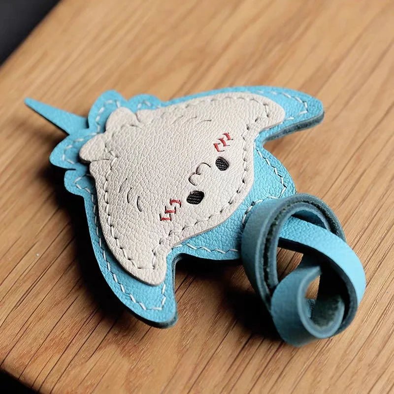 Stingray - Inspired Leather Bag Charm – Handmade Genuine Leather Keychain | Elegant Ocean Animal Pendant | Chic Accessory for Handbags & Cars - shewearing
