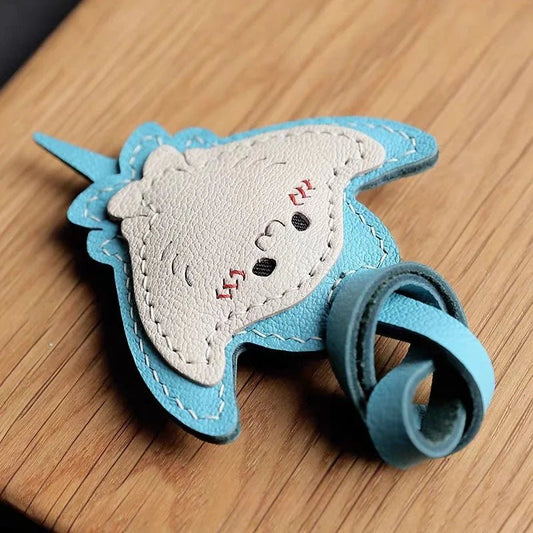 Stingray - Inspired Leather Bag Charm – Handmade Genuine Leather Keychain | Elegant Ocean Animal Pendant | Chic Accessory for Handbags & Cars - shewearing