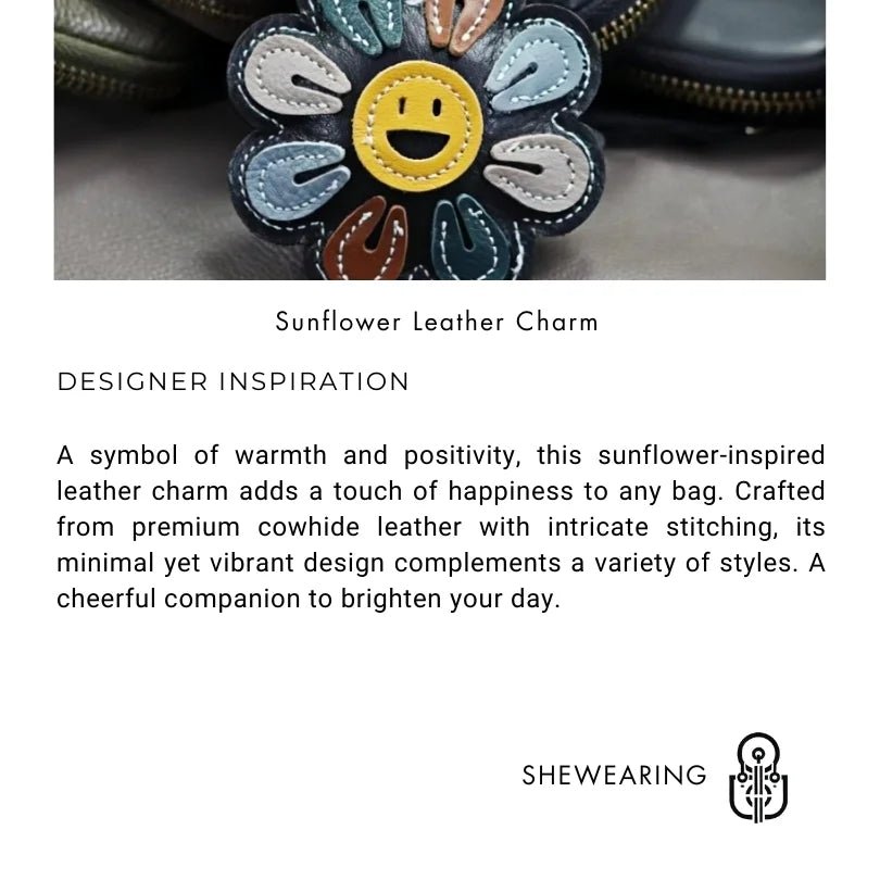 Sunflower Leather Bag Charm – Minimalist Chic Cowhide Pendant for Bags & Accessories - shewearing