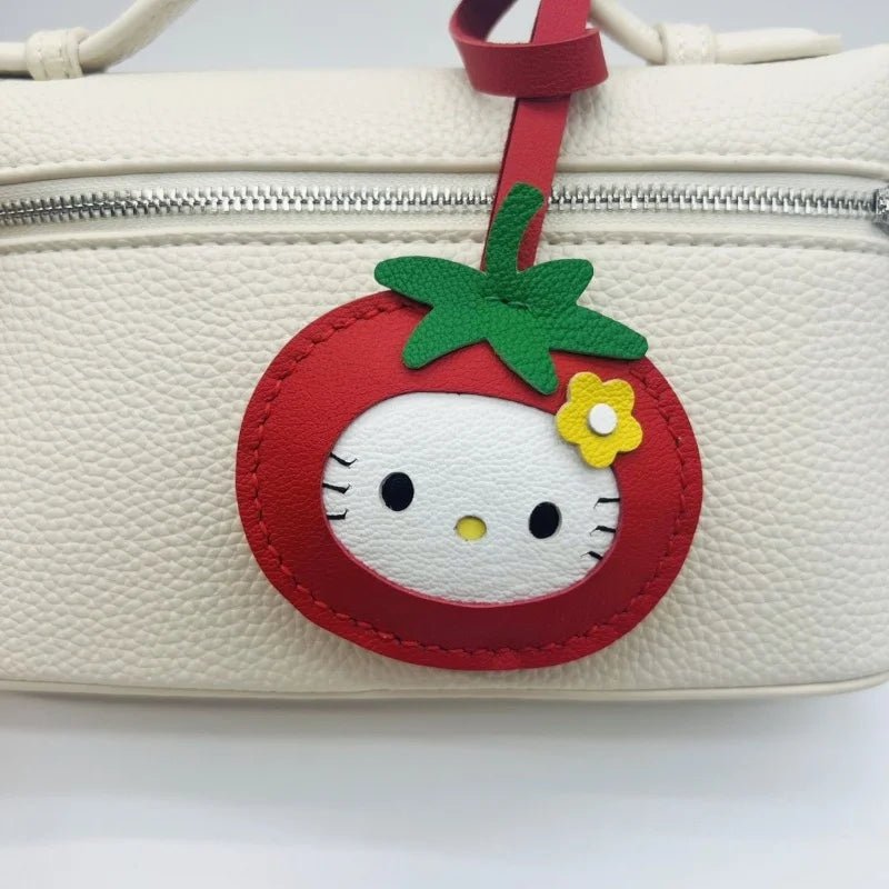 Tomato Cat Leather Bag Charm – Handmade Lambskin Animal Keychain | Cute Cartoon Pendant | Sweet Gift for Bags & Keys - shewearing