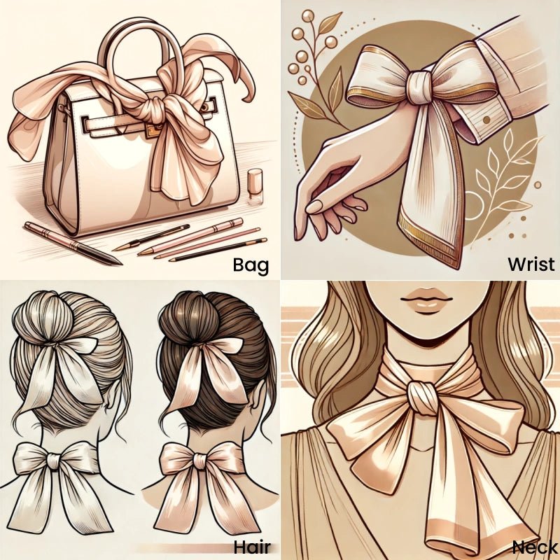 Twilly Scarf Cactus Harmony 100% Silk Bag Handle Ribbon, Wrist & Hair Scarf, 6×125cm Silk Twilly Scarf - shewearing