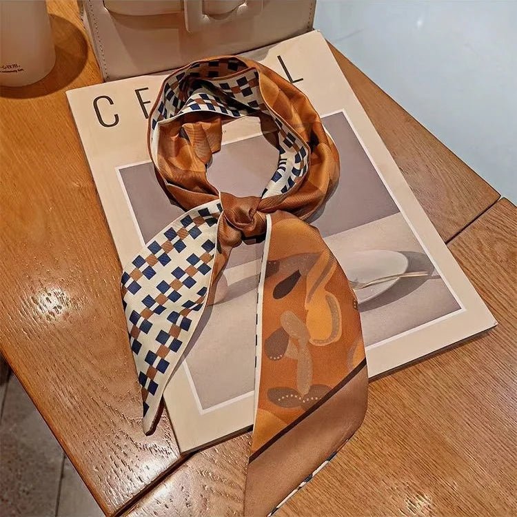 Twilly Scarf Cactus Harmony 100% Silk Bag Handle Ribbon, Wrist & Hair Scarf, 6×125cm Silk Twilly Scarf - shewearing