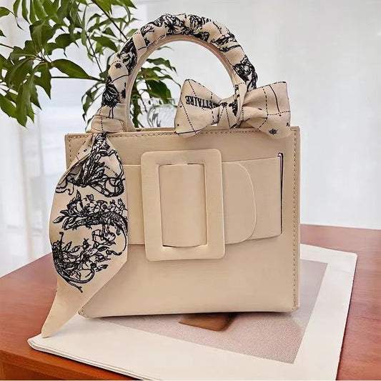 Twilly Scarf Noir & Ivory Vintage 100% Silk Bag Handle Ribbon, Wrist & Hair Scarf, 5×97cm Silk Twilly Scarf - shewearing