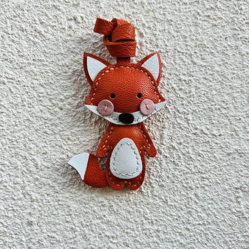 Whimsical Fox Leather Bag Charm – Handmade Full - Grain Lambskin Keychain | Playful Animal Pendant | Cute Gift for Handbags & Backpacks - shewearing