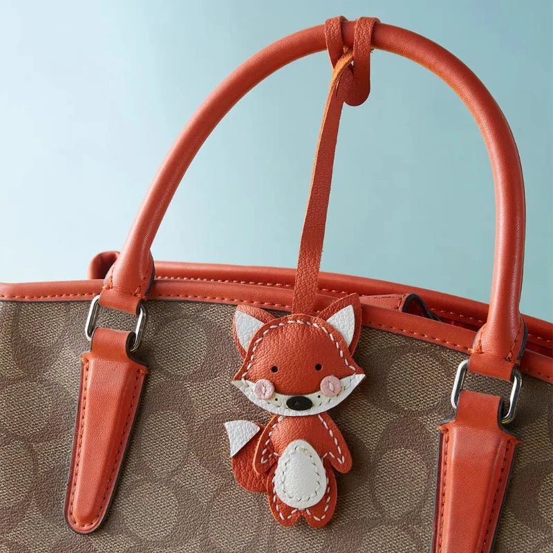 Whimsical Fox Leather Bag Charm – Handmade Full - Grain Lambskin Keychain | Playful Animal Pendant | Cute Gift for Handbags & Backpacks - shewearing