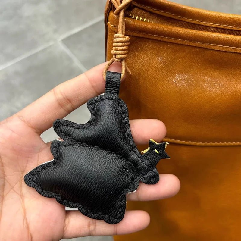 Whimsical Ghostie Leather Bag Charm – Full - Grain Lambskin | Halloween - Inspired Ornament | Cute Backpack & Key Accessory - shewearing