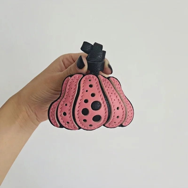 Whimsical Pumpkin Leather Bag Charm – Handmade Slowmade Keychain | Autumn - Inspired Accessory | Cute Pendant Gift in 3 Colors - shewearing