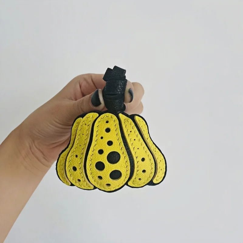 Whimsical Pumpkin Leather Bag Charm – Handmade Slowmade Keychain | Autumn - Inspired Accessory | Cute Pendant Gift in 3 Colors - shewearing