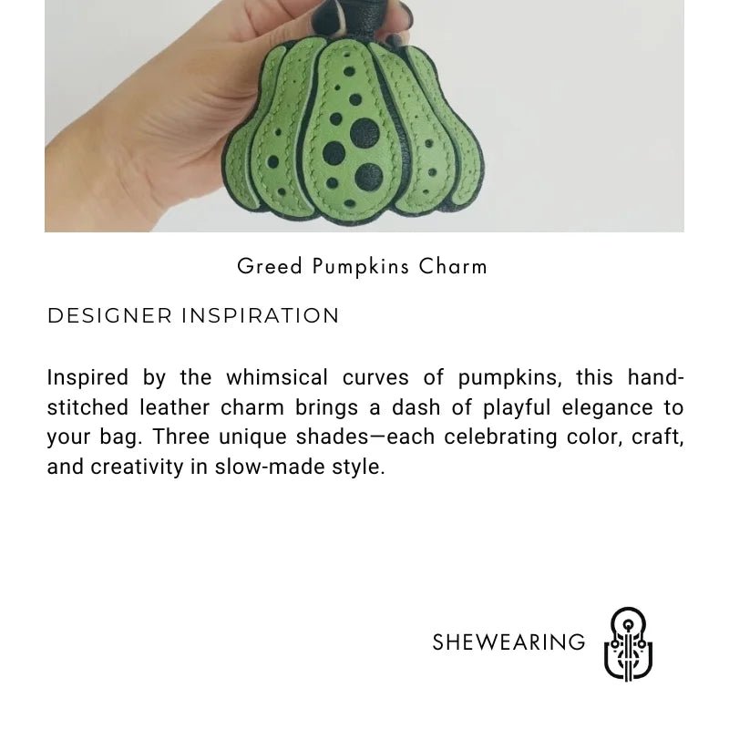 Whimsical Pumpkin Leather Bag Charm – Handmade Slowmade Keychain | Autumn - Inspired Accessory | Cute Pendant Gift in 3 Colors - shewearing